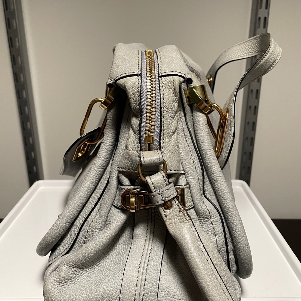 Chloe Light Gray Leather Satchel with Gold Hardware - Picture 2 of 10